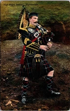 Pipe Major Seaforth Highlanders Scotland UK Unposted Postcard D88