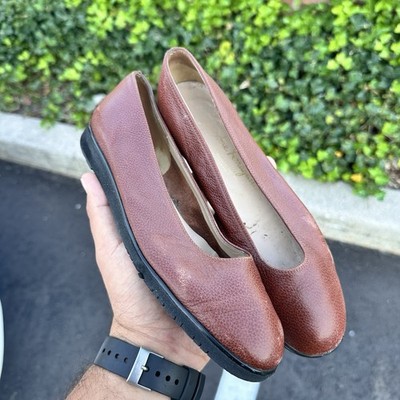 Salvatore Ferragamo Brown Pebbled leather Women s ballet flats size 7B CHEAP  
