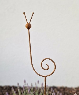 Gartenstecker filigrane Schnecke Höhe 88cm Edelrost Metall Chic Landhaus Stecker