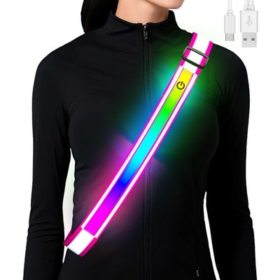 Reflective Sash Gear for Walking at Night,Flashing LED Belt Pink 