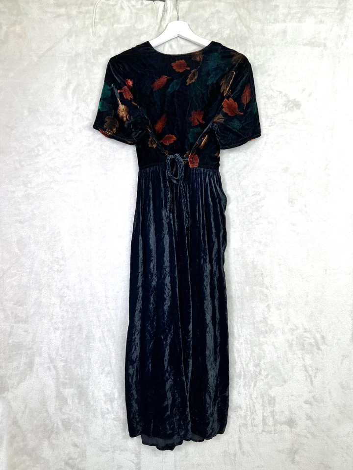 Vintage Coldwater Creek S Dark Floral Burnout Velvet Maxi Dress Witch Whimsigoth - Image 2 of 4