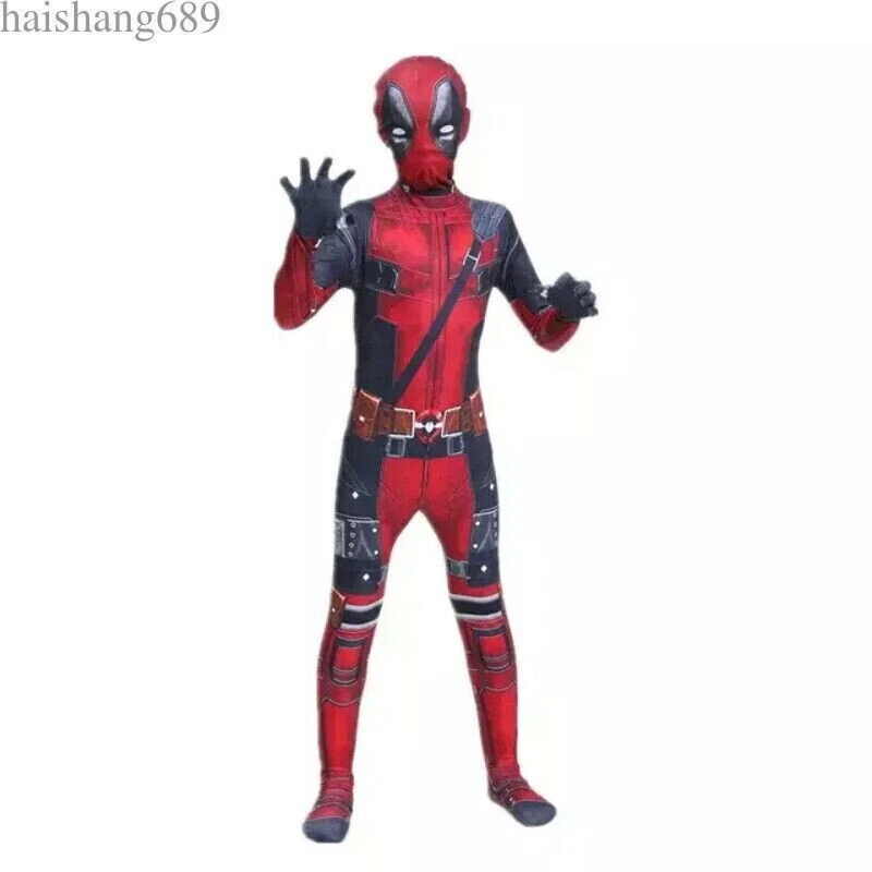 Kids Deadpool Halloween Costume Boys Superhero Jumpsuit Bodysuit Swords Gifts！！！