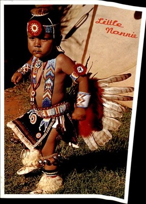 Little Nonnie, Two-Year-Old Pawnee-Otoe Indian Dancer, 1966 Postcard