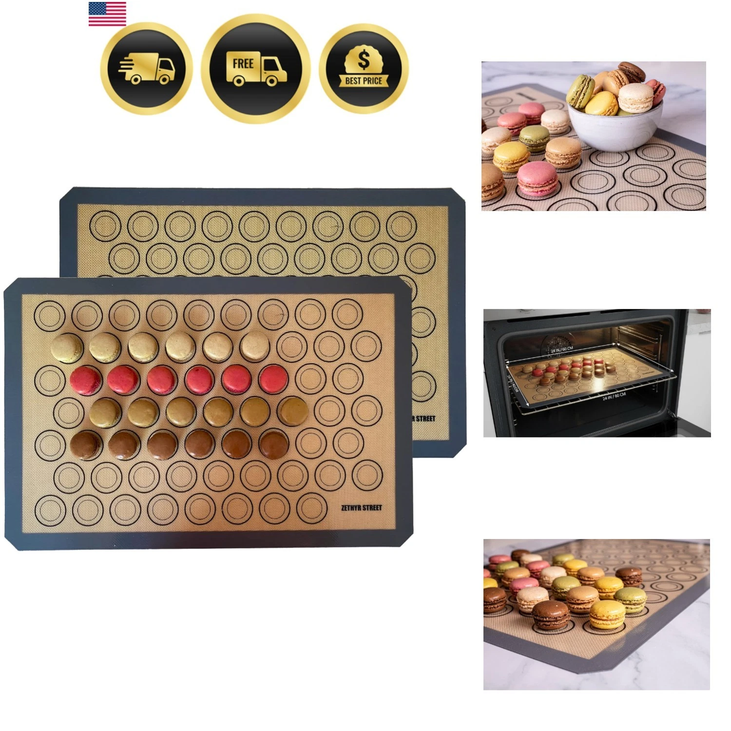 Macaron Silicone Baking Mats - Set of 2 - Full Size - 16 x 24 in 40 x 60 cm, ...
Opens in a new wind