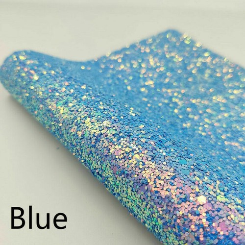Sparkly Faux Leather Fabric Glitter Shiny Elastic DIY Craft Material A4/A5 Blue - Picture 16 of 19