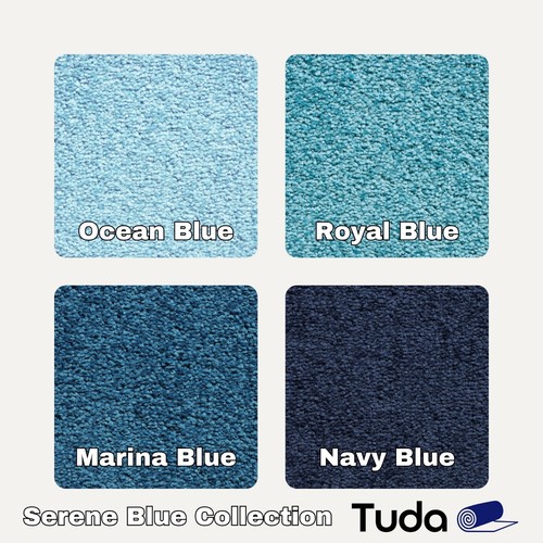 QUALITY SERENE BLUE CARPET | 4 SHADES OF BLUE | HESSIAN BACKED 12mm ...