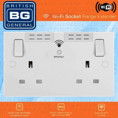 BG Elektrischer Wi-Fi Repeater doppelt geschaltet 13A Steckdose 922WR-01