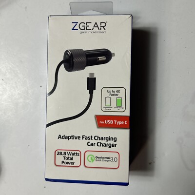 NEW Z GEAR Adaptive Fast Charge Car Charger 3 Amps of Power