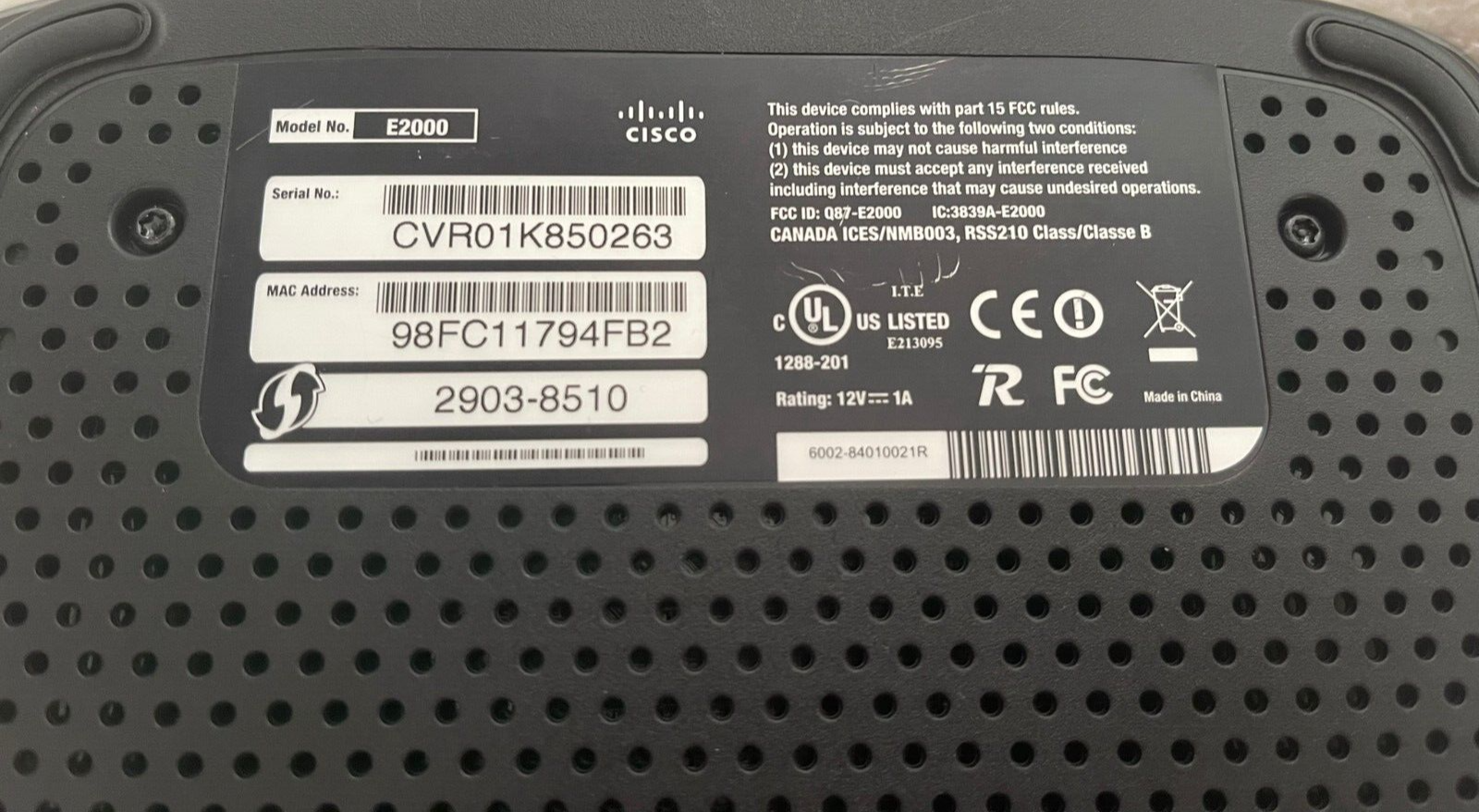Linksys Cisco E2000 Gigabit Wifi 2.4 and 5ghz router with