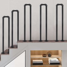 Retro Matte Black Stair Handrail Safety Non-Slip U-Shaped Support Railing