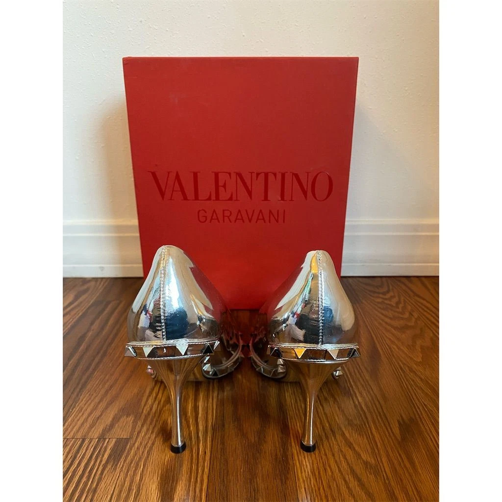 Valentino decolte donna argento Rockstud stiletto taglia 39 9 tacco formale