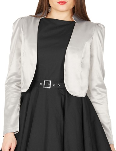 Formal Long Sleeve Wedding Bridesmaid Prom Bolero Shrug Jacket Coat - Picture 4 of 21