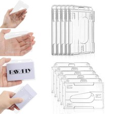 Transparent ID Card Holder Protector Cover Case Enclosed Oyster Pass Badge  