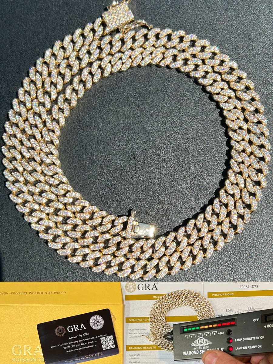 Solid 10k Gold Iced MOISSANITE 6mm Miami Cuban Chain