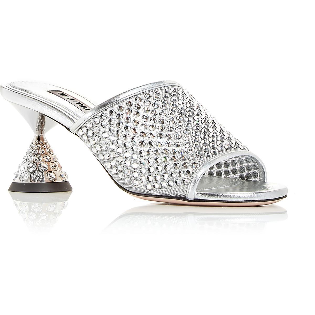 Женские босоножки Miu Miu CALZATURE DONNA Silver Mule размер 36 средний BM BHFO 7644 113590₽