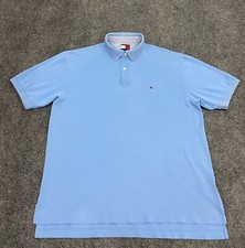 Vintage Tommy Hilfiger Polo Shirt Men's Size Large Light Blue Logo