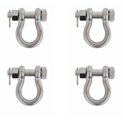 4 Pcs Mil Spec 1/2'' Bolt Pin Anchor Shackle 3,000 Lbs WLL Stainless Steel T316 
