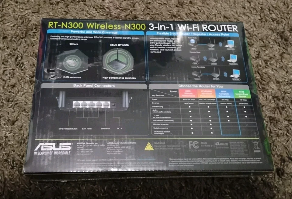 ASUS RT-N300 Wireless-N300 3-in-1 WiFi Router BRAND NEW SEALED. #Y436 - Image 2 of 2