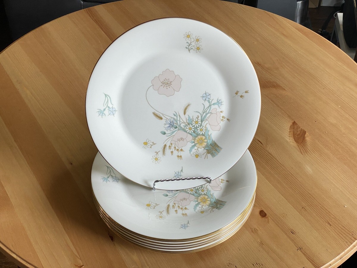 Set of 8 Royal Doulton H5043 Fliration gold rim floral bone china