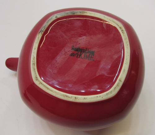 Vintage Southern Living At Home Red Harmony Old Porcelain Teapot w Bamboo Handle - Picture 9 of 9