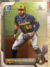 2022 Bowman Draft Chrome 1st Prospect Branlyn Jaraba #BCP-15 Milwaukee Brewers