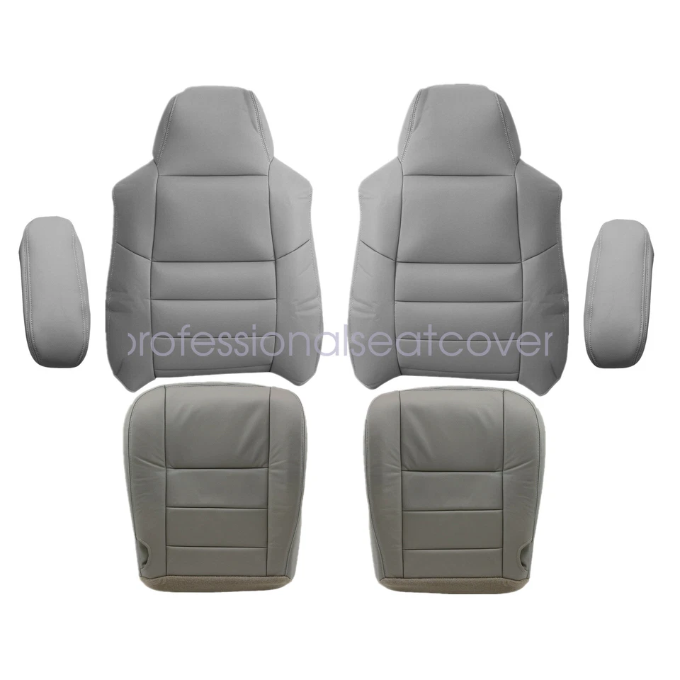 Cubierta de asiento delantera de cuero gris para Ford F250 F350 Super Duty Lariat XLT 2002-2007 Foto 2 de 4