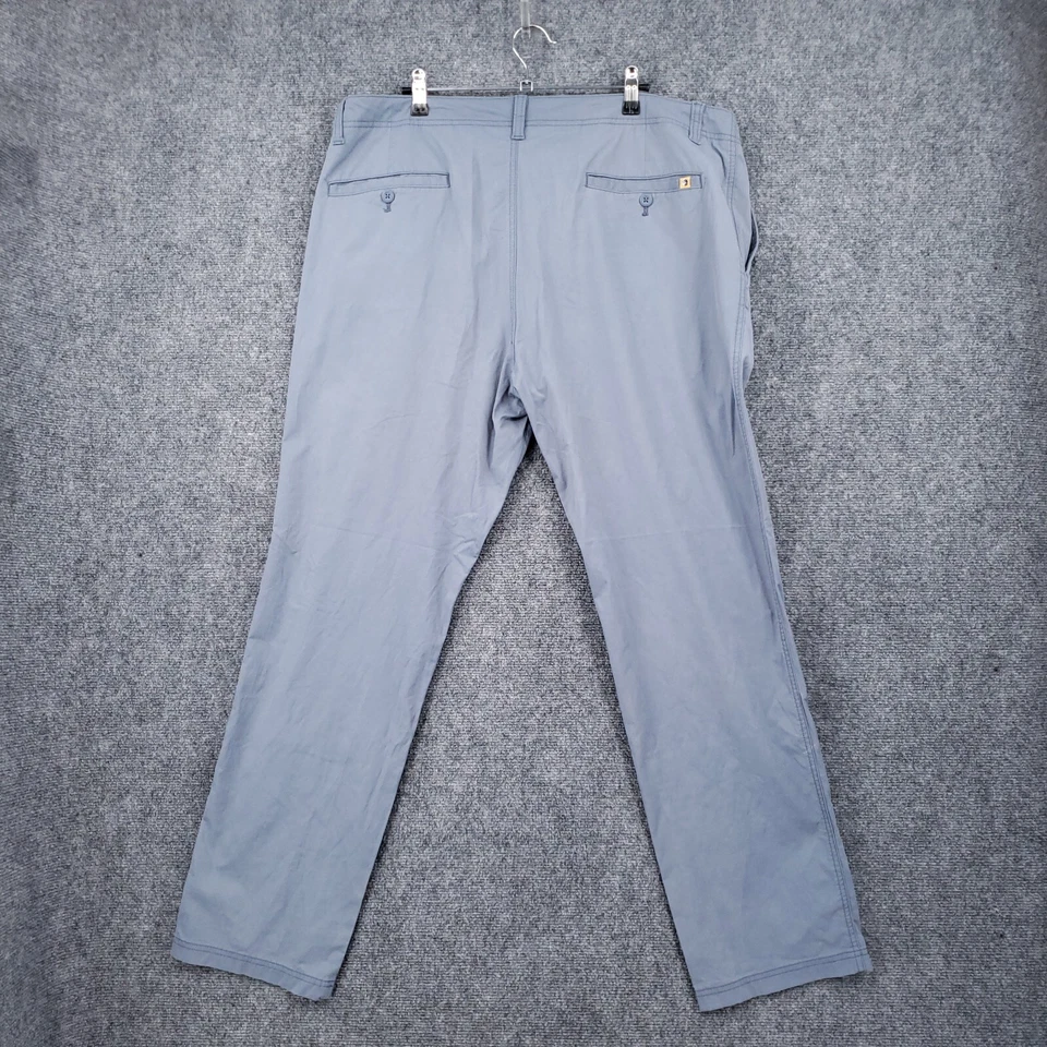 Pantalones Cabeza de Pato Para Hombre 38x32 Azul Chino Pierna Recta Elastizados Frente Plano Pantalones Foto 2 de 4