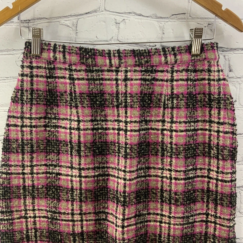 Falda Lápiz Lana Años 60 Rosa Cuadros Metal Cremallera Academia Grunge Escuela Niña Foto 2 de 4