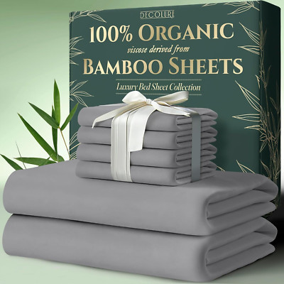 Ultra Soft Organic Bamboo Sheets Full Size 6Pcs - Cooling & Deep Pocket