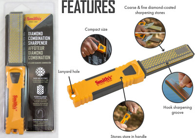 Smith's DCS4 Diamond Combination Fine Coarse Sharpener Sharpening Stone Compact
