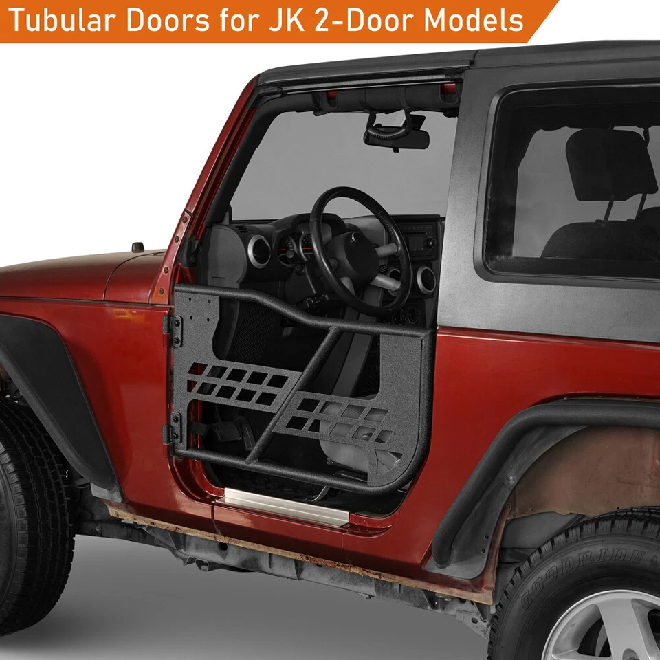 Puerta de sendero todoterreno de tubo de acero para Jeep Wrangler JK 2007-2018 2 puertas Foto 2 de 4
