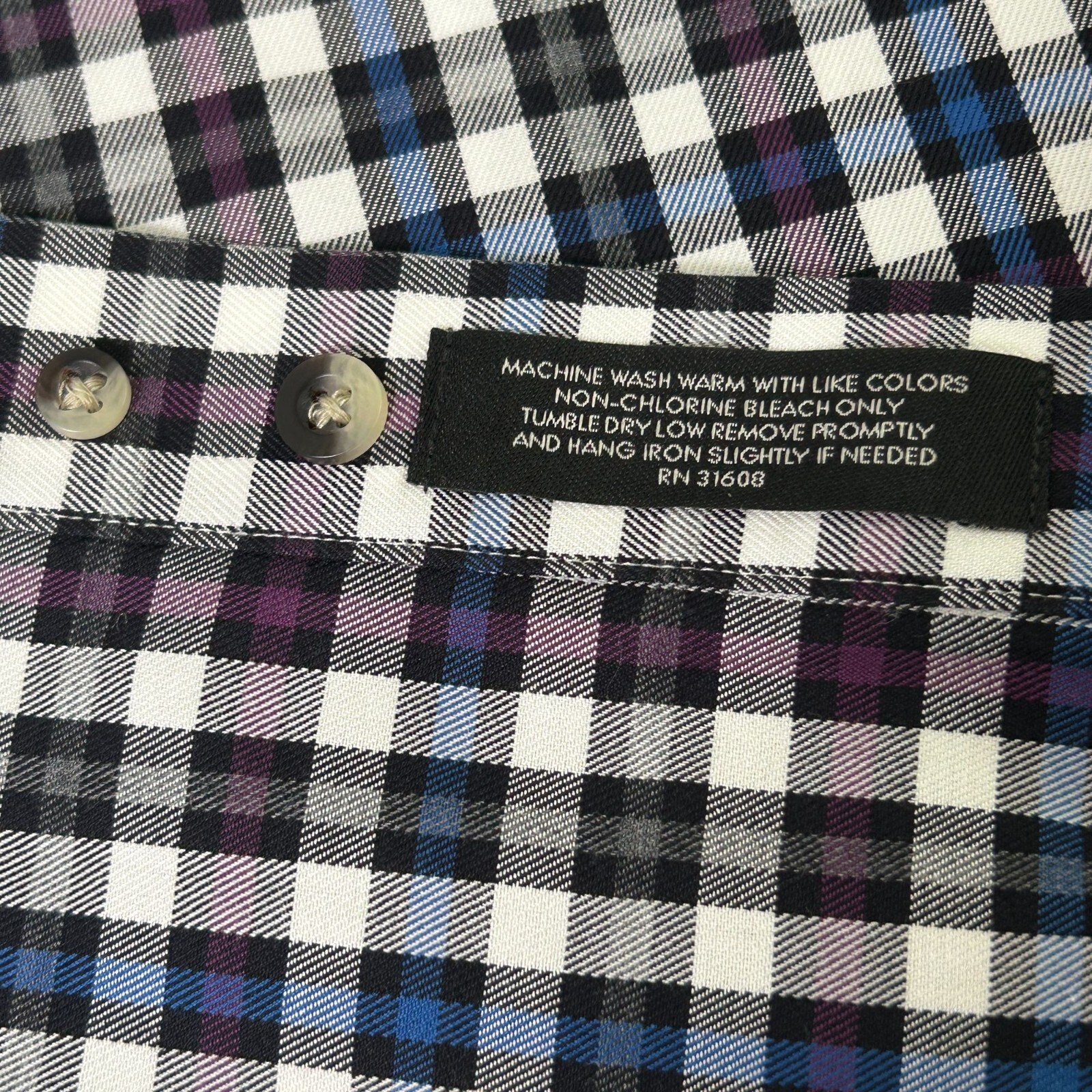 Jos A Bank Travelers Button Down Shirt Mens Size L Blue Purple Plaid Long Sleeve