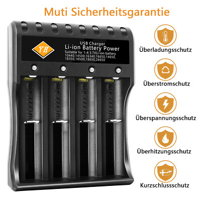 4 Slot Akku Ladegerät USB Charger für I8650 Li-Ion Lithium Batterieladegerät