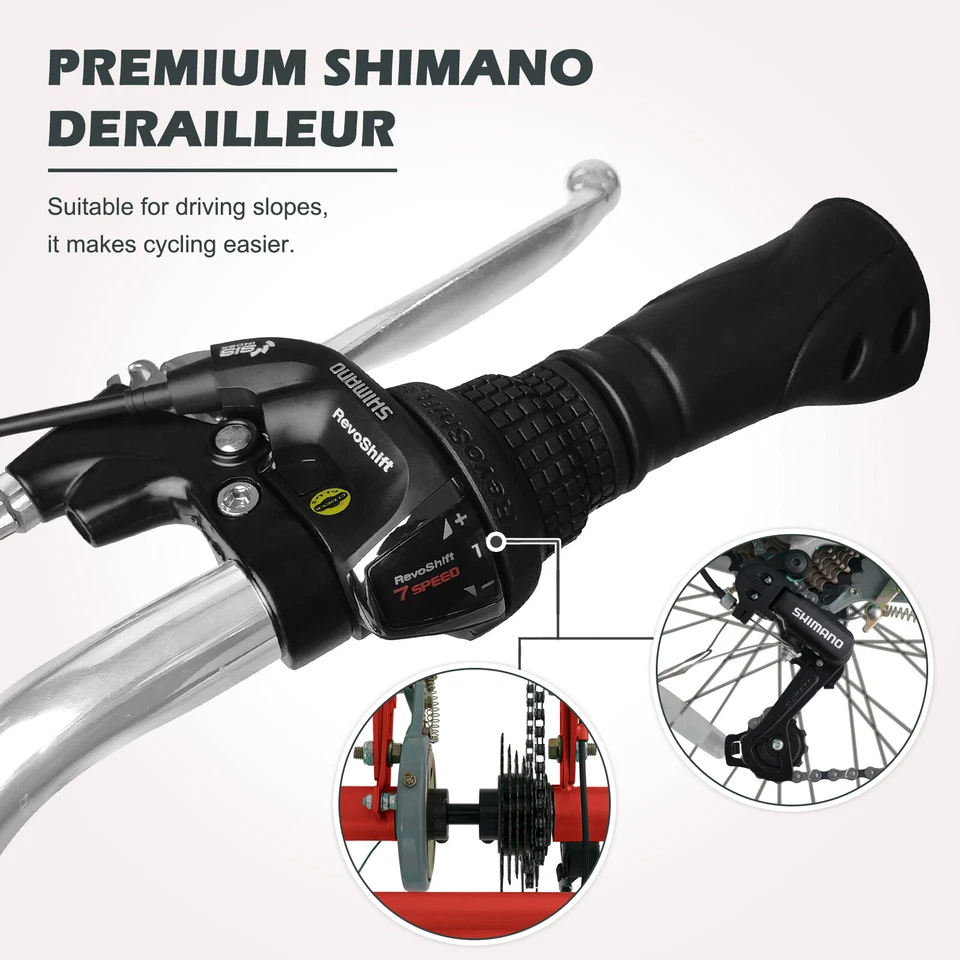 Triciclo deportivo para adultos 24"" 7 velocidades bicicleta a pedales con cesta + cojín de respaldo Foto 3 de 4