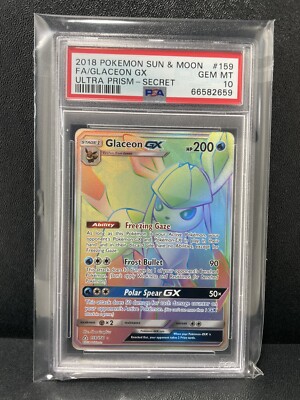 Pokemon Glaceon GX 159/156 Full Art Secret 2018 Ultra Prism GEM