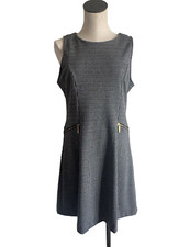 Ann Taylor Dress Womens Size 10 Fit & Flare Gingham Sleeveless Zip Pockets