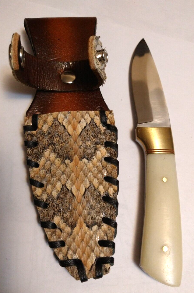 Genuine Canebrake Rattlesnake Snakeskin Knife Sheath with Bone Handle