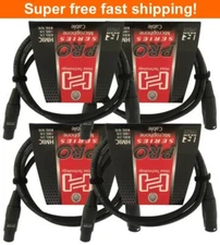 4 Pack Hosa Pro Microphone Cable, Neutrik REAN Connectors REAN XLR3F to XLR3M
