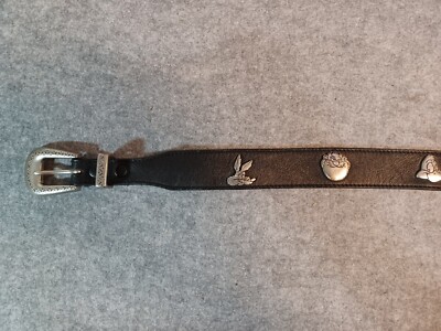 Vintage WARNER BROS Looney Tunes women 50 black silver characters Leather Belt Vintage WARNER BROS Looney Tunes women 50 black silver  main image 2