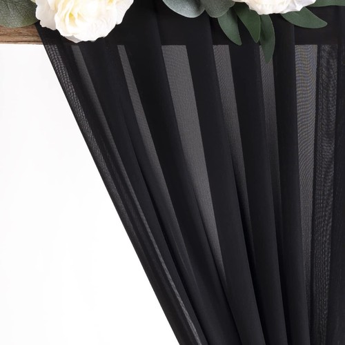 Black 5 Yards 60" Wide Sheer Fabric Chiffon Fabric by The Yard Continuous Sol... - Picture 3 of 6