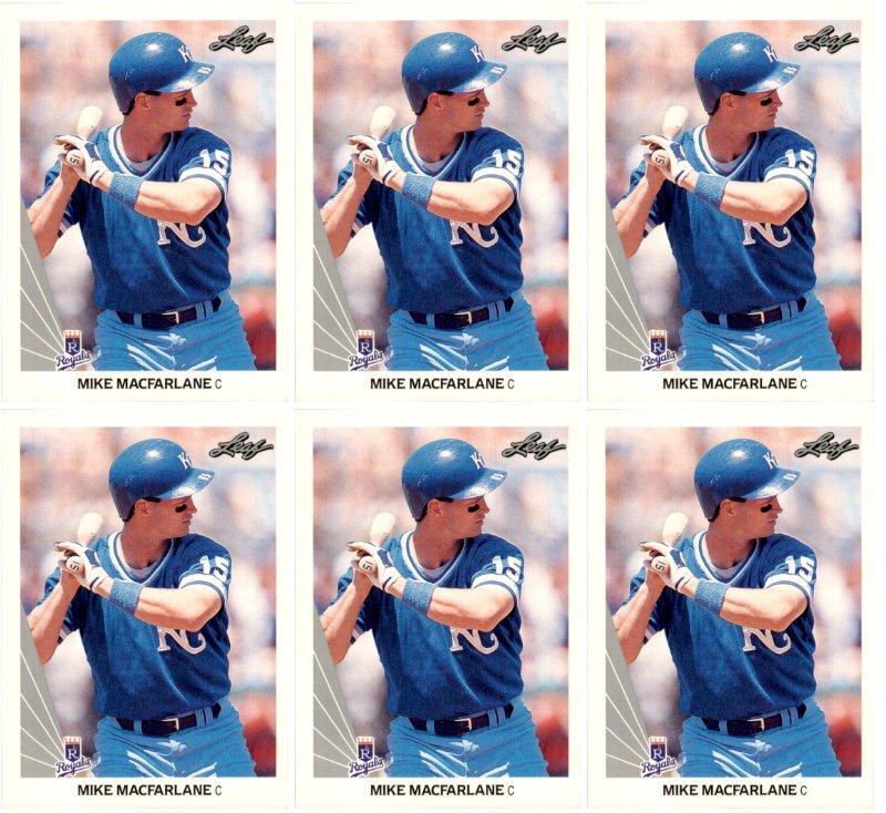 (6) 1990 Leaf #389 Mike Macfarlane Kansas City Royals Card Lot