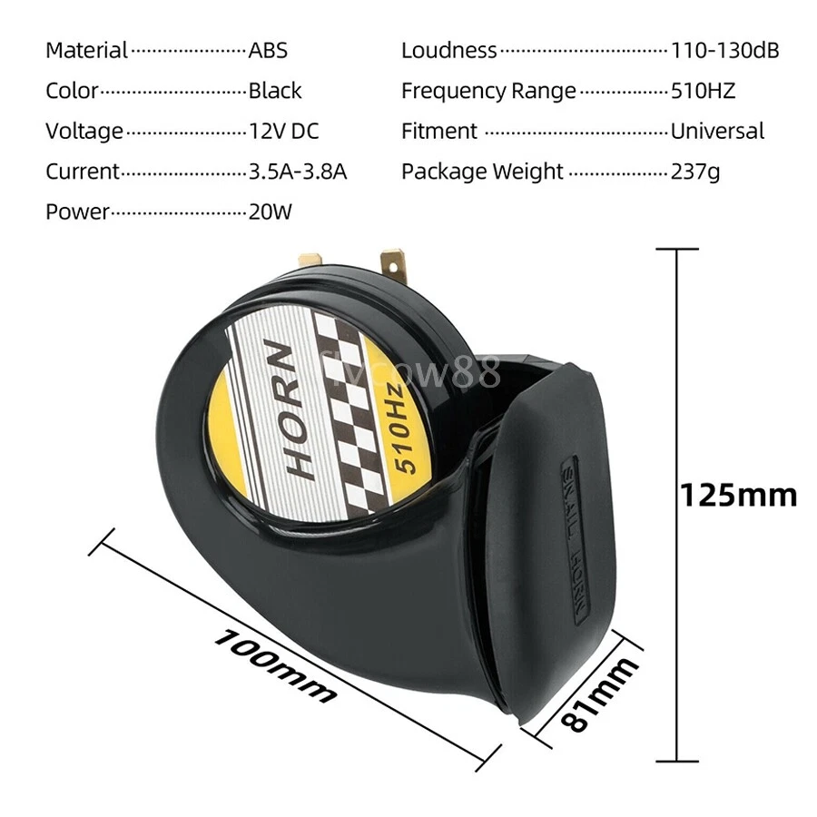 Buzina preta de motocicleta 12V para Suzuki GSXR600 GSXR750 GSXR1000 Hayabusa GSX1300R - Imagem 3 de 4