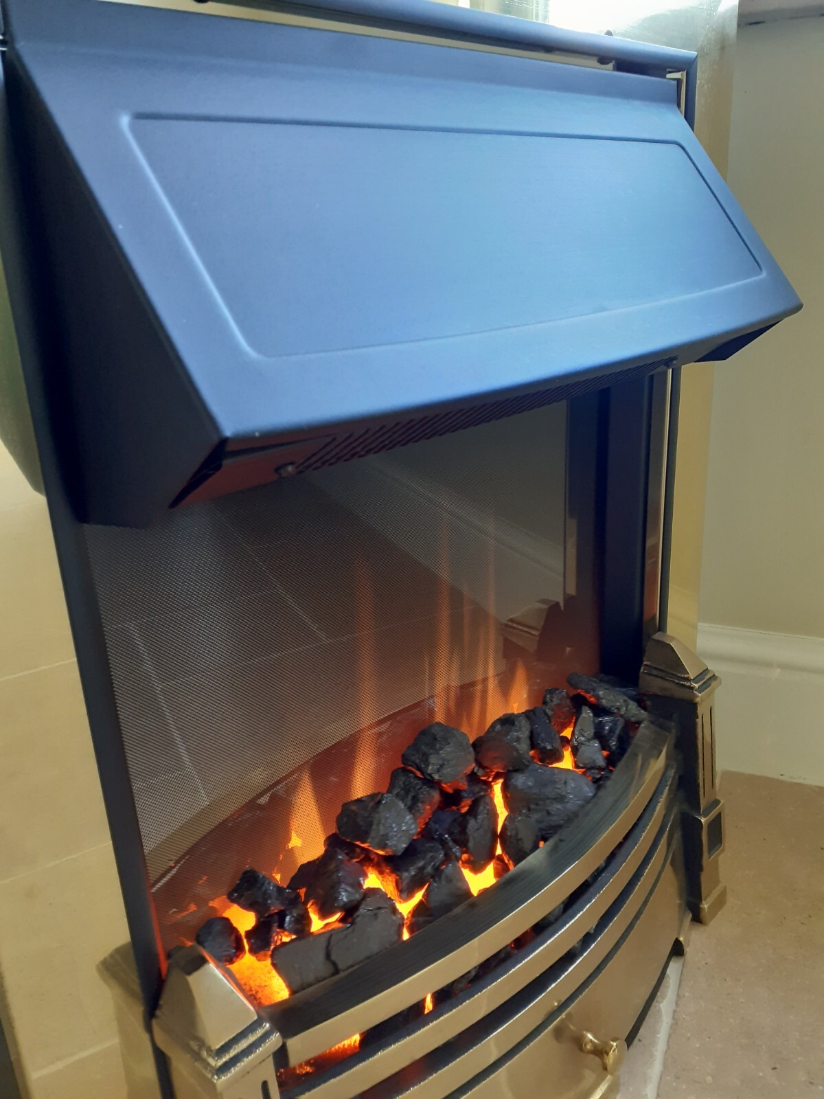 Dimplex Optimyst flame effect Brass Inset Electric Fire, instant