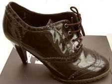 Marron Chocolate Brown Brouge High Heel Women Ladies Shoes