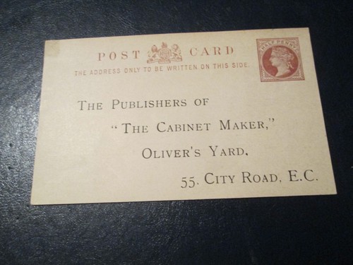 QV 1/2 Penny braun bedruckt ""The Cabinet Marker"" LONDON Postkarte (Frage) Nr. 16