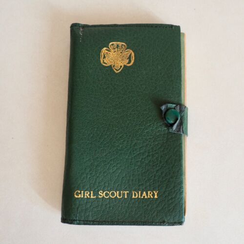 Used Vintage Girl Scout Diary 1936 Hobbies Leatherette Cover Gold Trefoil 1930s