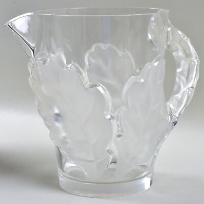 Lalique France CHENE Pitcher 80-ounce Signed Discontinued in 1950