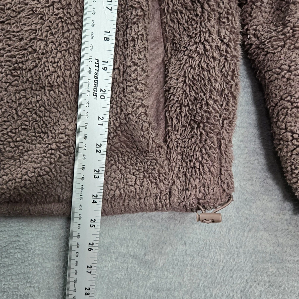 РОЗОВЫЙ женщин Anorak куртка M коричневый шерпа длинным рукавом логотип 1/2 молнии полиэстер - Изображение 3 из 4