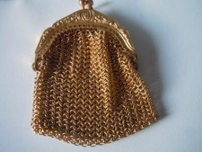 Vintage Germany gold tone mesh chain maille coin purse