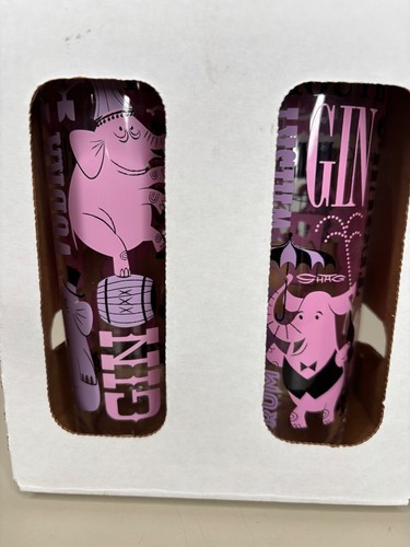 Shag Josh Agle Glassware Tumblers "Pink Elephant" set of 4 NIB 2017 Rare Zombie - Picture 2 of 14